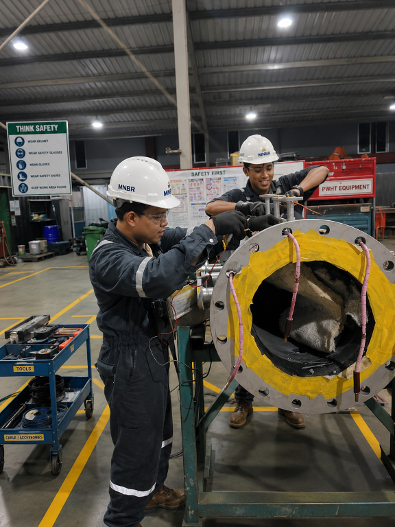 Technicians installing thermocouples